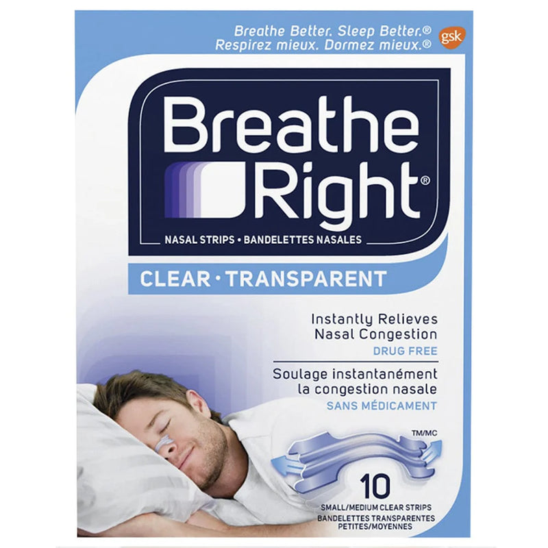 Breathe Right Original Clear Nasal Strips – 10 Pack