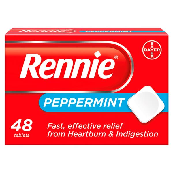 Rennie Spearmint Chewable Tablets - 48 Pack