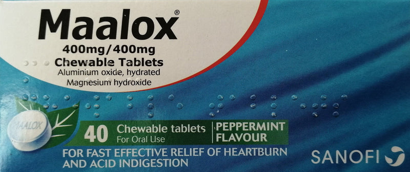 Maalox Chewable Tablets Peppermint Flavour 40 Pack