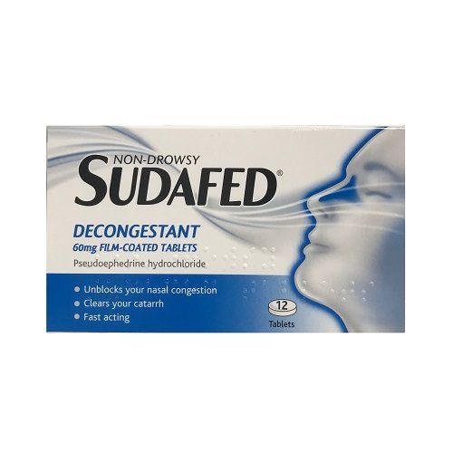 Sudafed Decongestant 60mg Pseudoephedrine Tablets 12 Pack