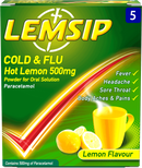 Lemsip Cold & Flu 500mg Hot Lemon - 5 Pack