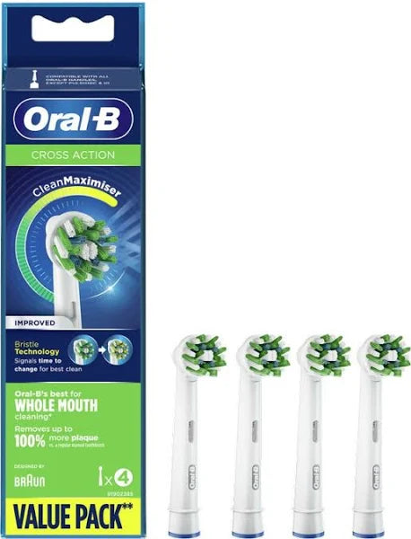 Oral B Cross Action For Electric Toothbrush Refills 4s